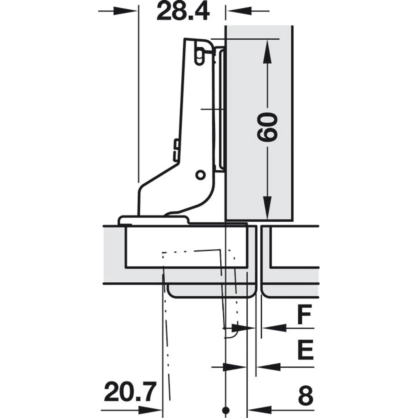Bisagra Duomatic Cazoleta Montaje Intermedio - Häfele