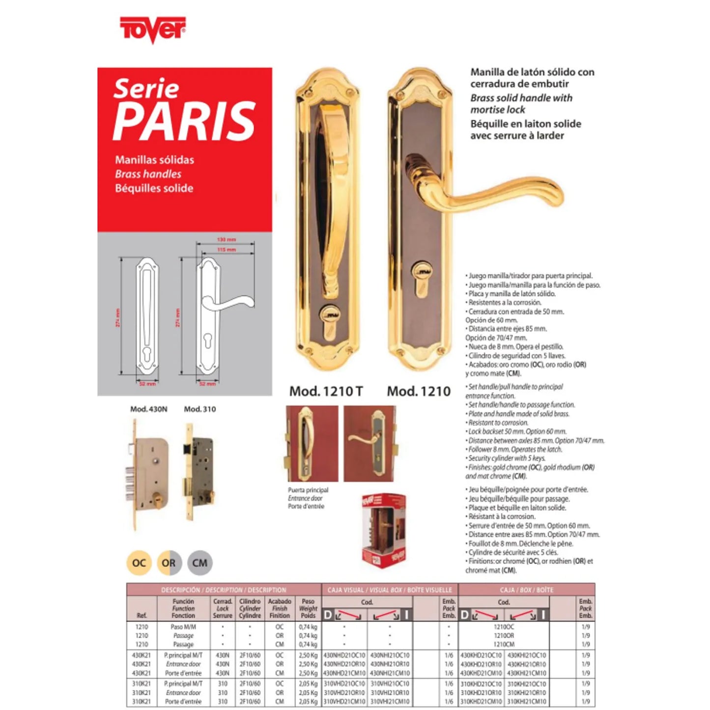 Cerraduras Paris J/M Oro - Seguridad y Estilo