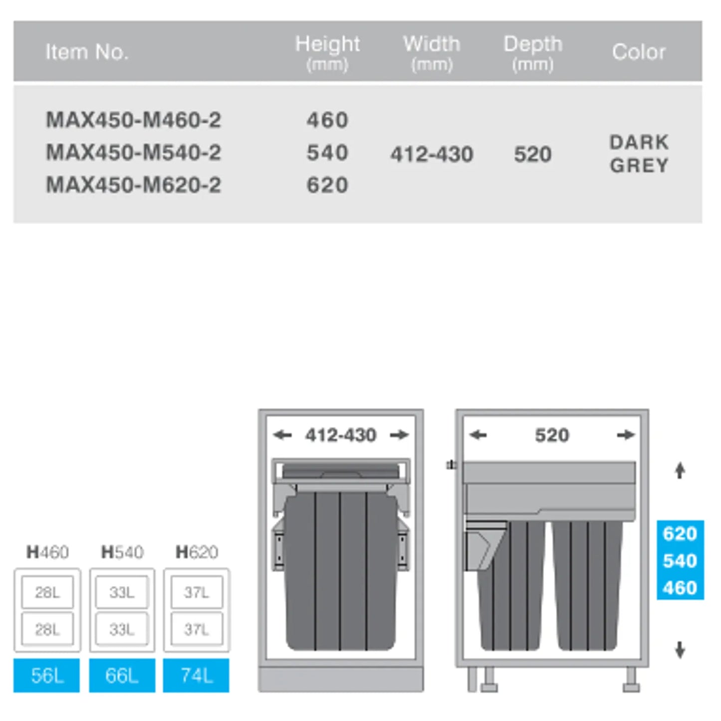 Caja de Almacenamiento MAX-45 56L Gris Eurocargo - Diseño Moderno