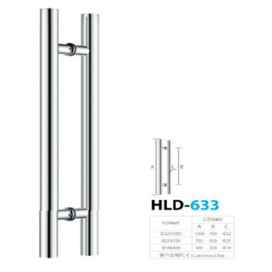 Juego de Jaladeras para Puerta Inoxidable HLD-632 - 29X44X305X450