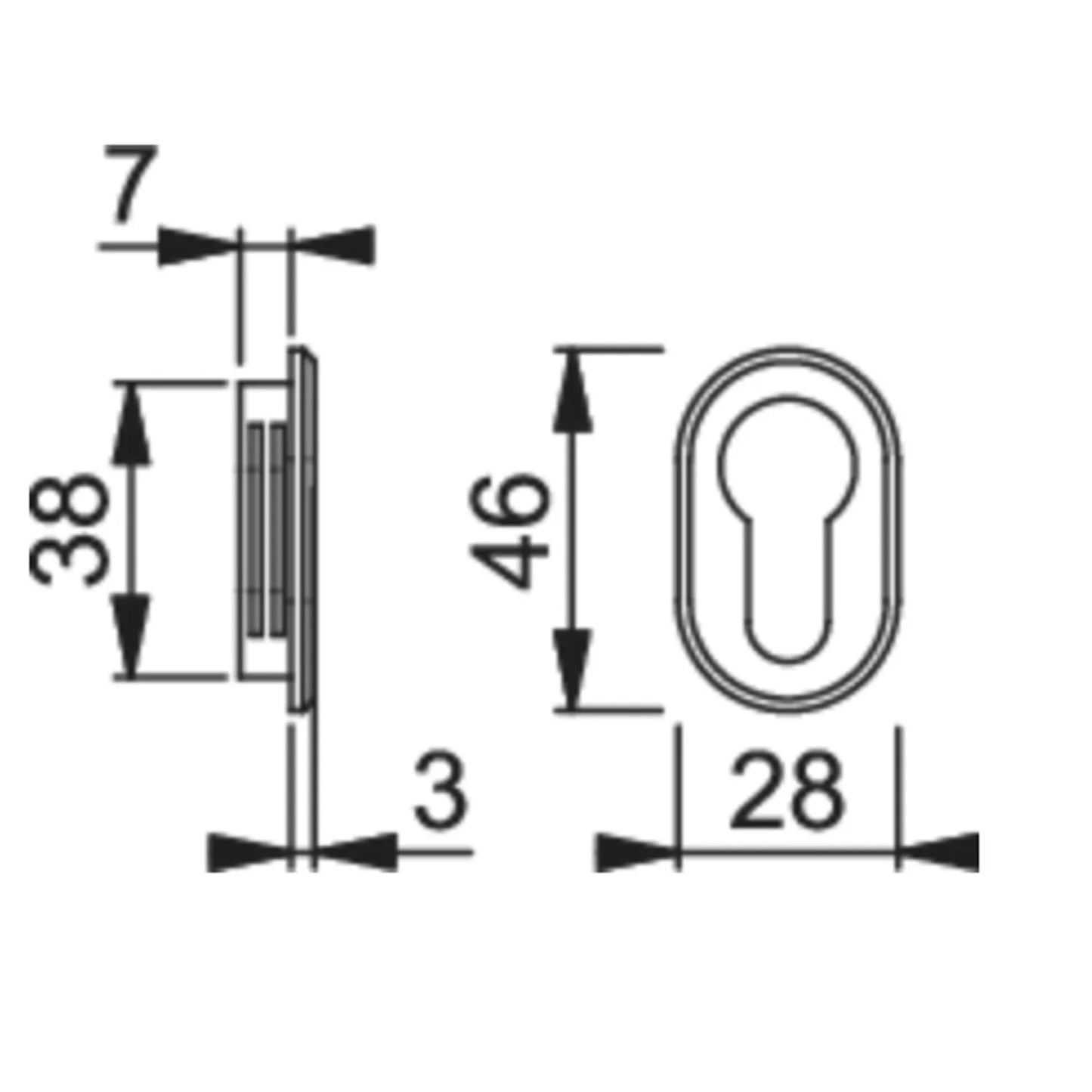 Mini Bocallave Negro Mate M846S para Puertas Interiores