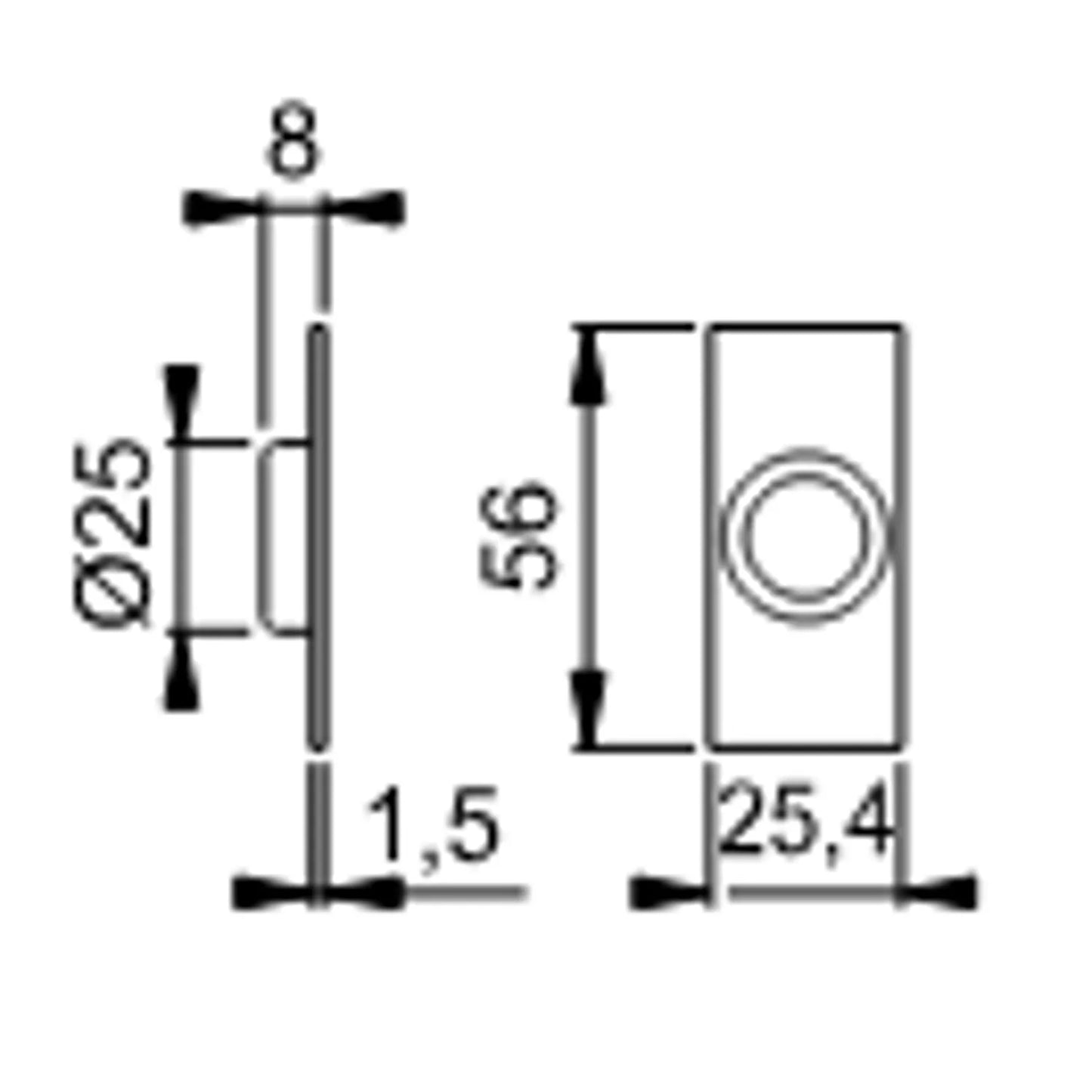 Adaptador Picaporte Latón 56x25,4mm - Calidad Premium