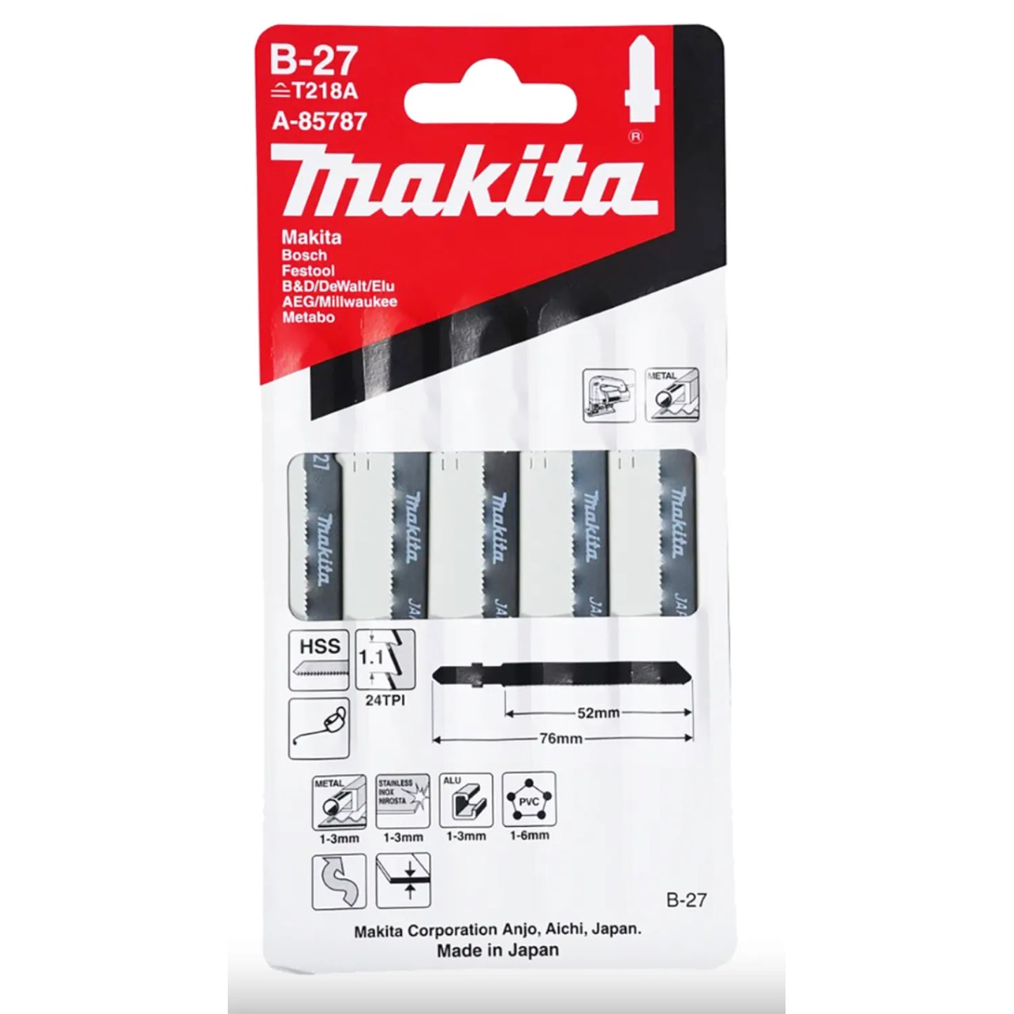 Segueta Caladora B-27 (Paq.5) - Corte Preciso en Metal