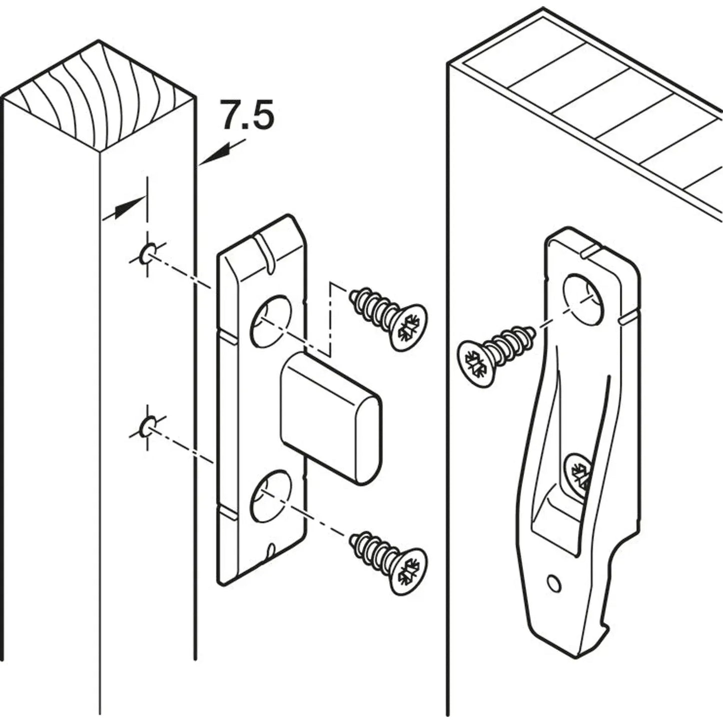 Pieza Keku para Tornillo Häfele - Unión Invisible para Muebles