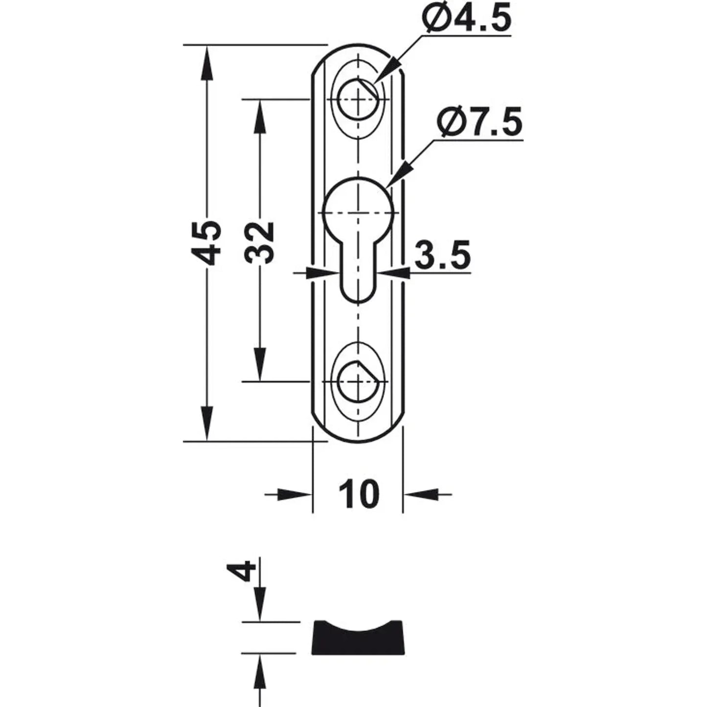 Placa Cabeza Lenteja 10×46×4 mm Häfele - Calidad Garantizada