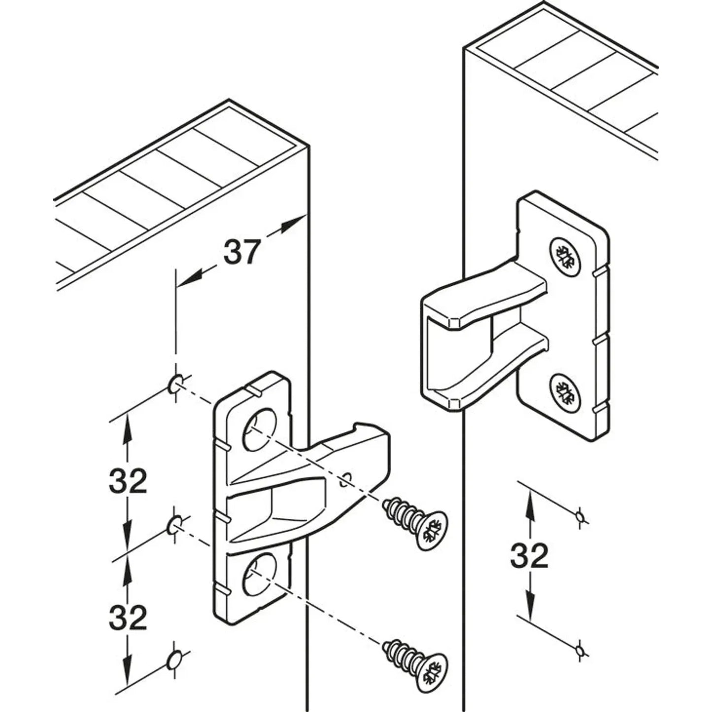 Piezas Keku AS para Tornillo - Sistema Häfele | Unión Invisible