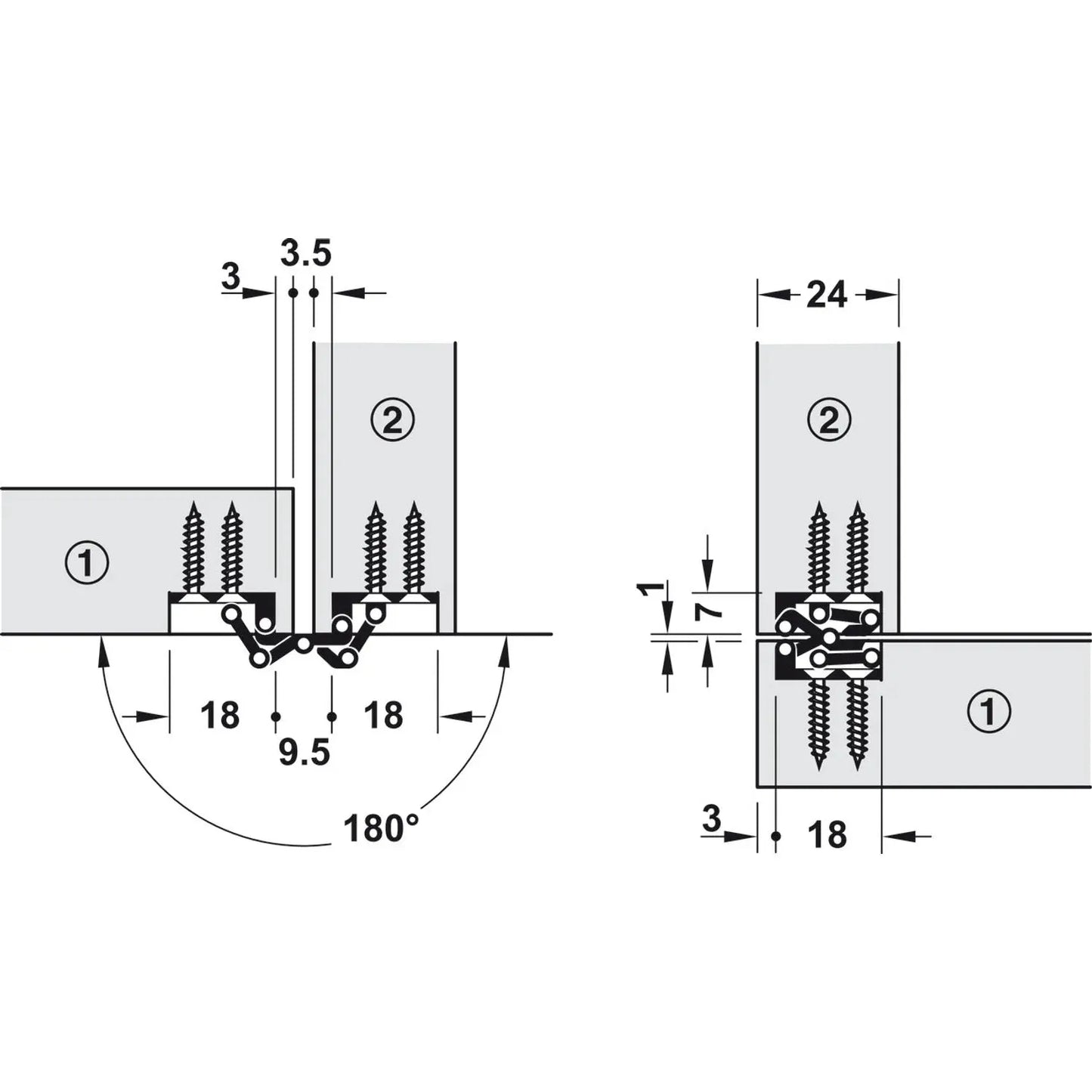 Bisagra SEPA Níquel Pulido 18×52 mm - Häfele