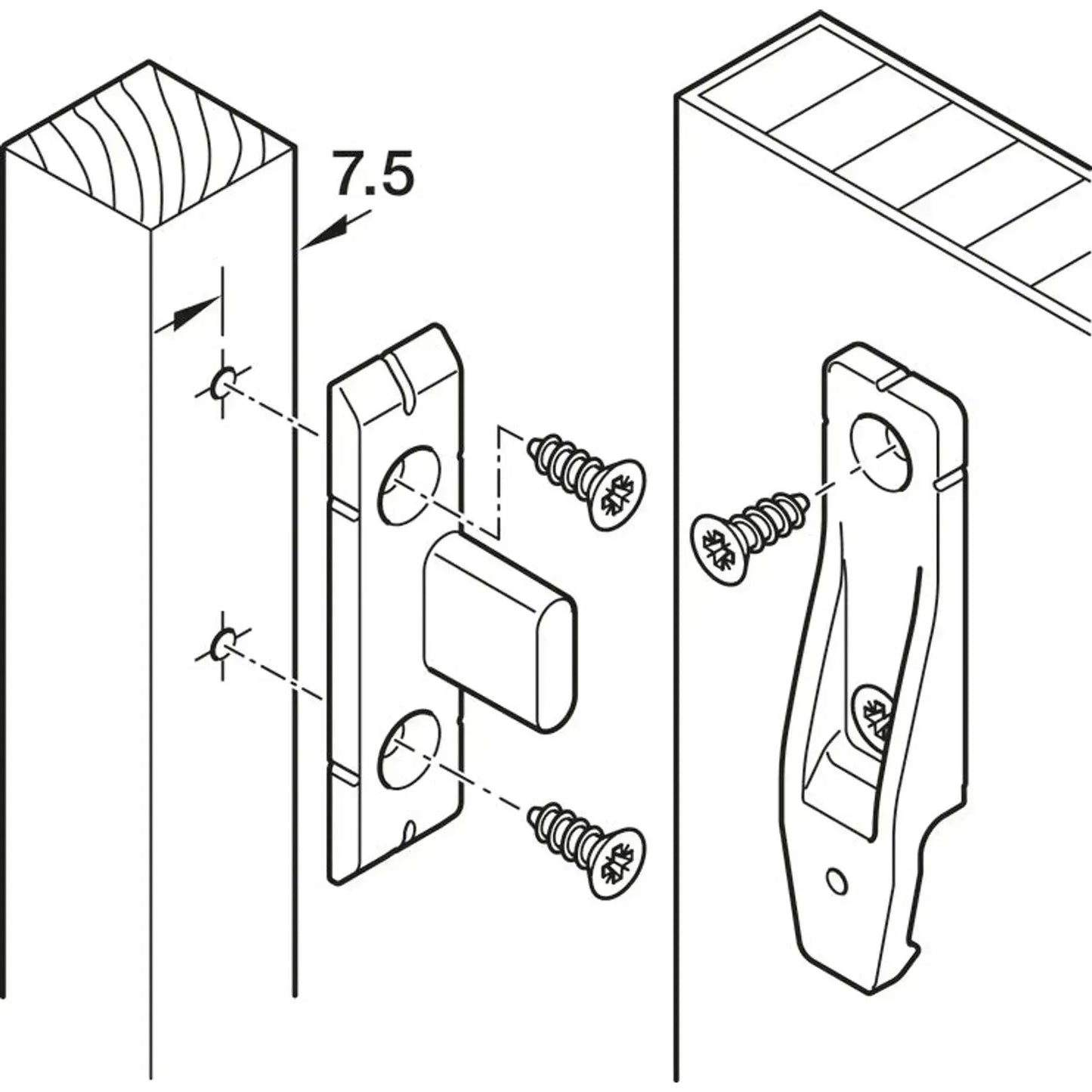 Pieza Keku para Tornillo Häfele - Unión Invisible para Muebles