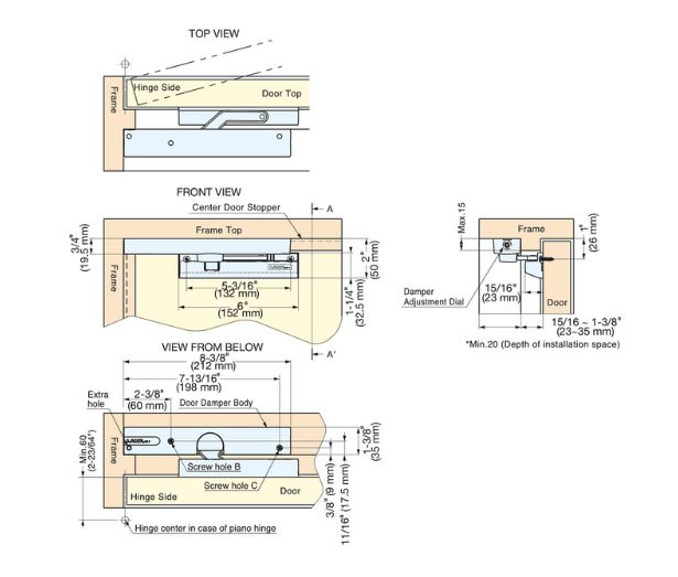LDD-S-L/LGR surface mount type  Izquierdo acabado gris claro