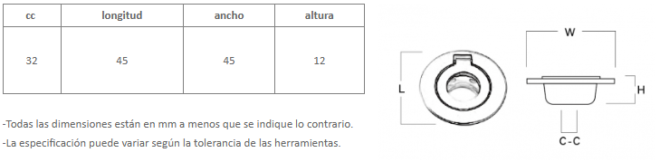 Jaladera 32mm Níquel Pulido - Aleación Zinc Duradera