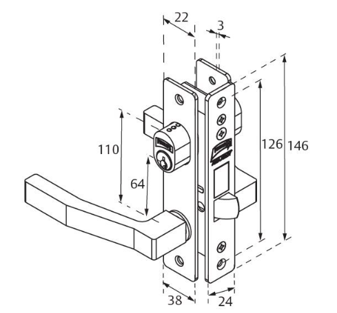 Cerradura para Aluminio Mod. 555 ADK - Seguridad Duradera