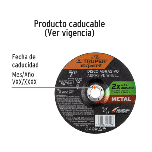 Óxido de Aluminio 7" Hasta 8600 RPM - Alto Rendimiento