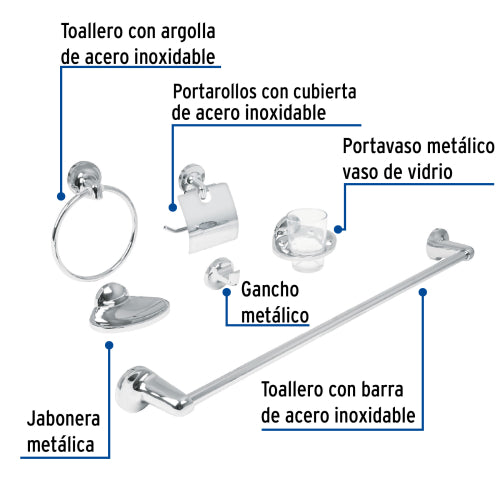 Juego de Accesorios para Baño Línea Aqua | Estilo Moderno