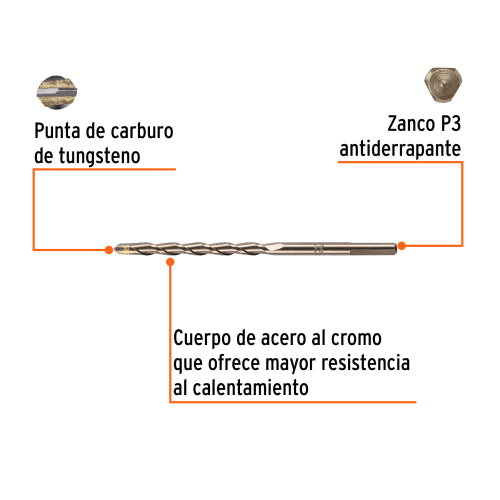 Broca para Concreto 5/16"x62 - Alta Resistencia al Desgaste