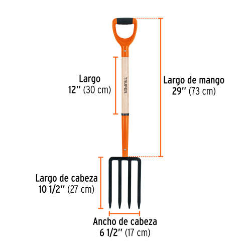 Paleta 4 Dientes con Mango Ergonómico para Jardinería