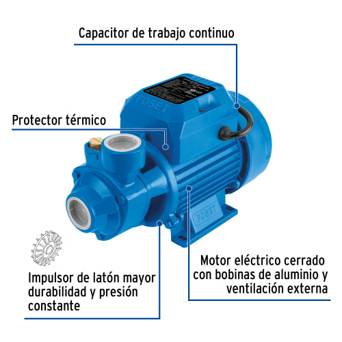 Bomba Eléctrica Periférica 1/2 HP para Agua - Foset