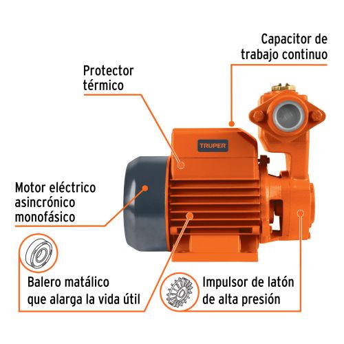 Bomba Periférica Autocebante 1/2 HP - Alta Eficiencia