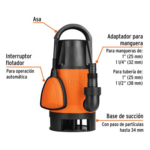 Bomba Sumergible 1.5HP - Ideal para Aguas Sucias