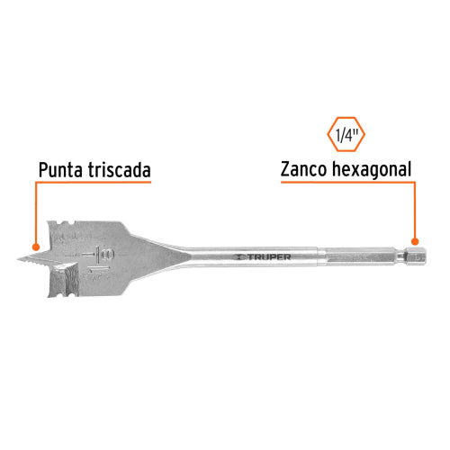 Broca Plana BPT-1-1/8 para Madera - Corte Perfecto