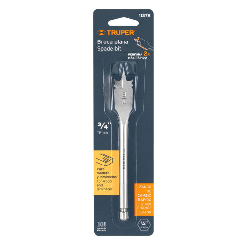 Broca Plana 3/4" Acero Alto Carbono - Cortes Precisos