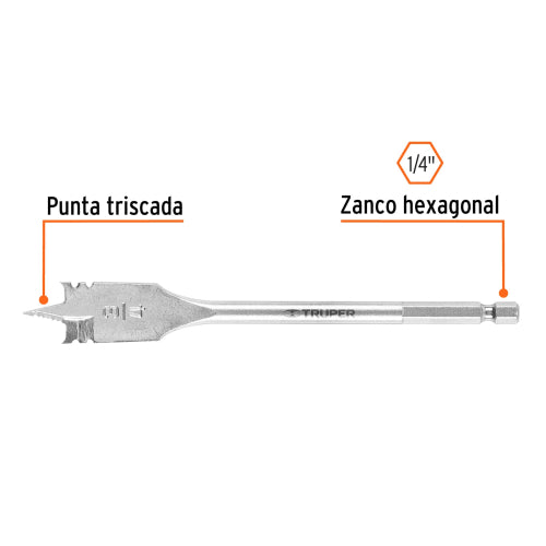 Broca Plana 3/4" Acero Alto Carbono - Cortes Precisos
