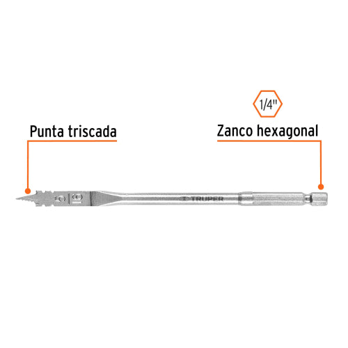 Broca Plana BPT-5/16 para Madera | Corte Preciso
