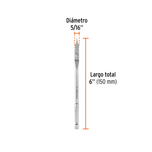 Broca Plana BPT-5/16 para Madera | Corte Preciso