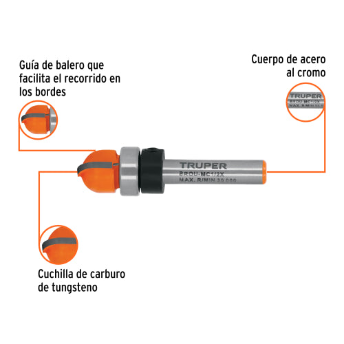 Broca Media Caña 1/2" con Balero - Precisión Superior