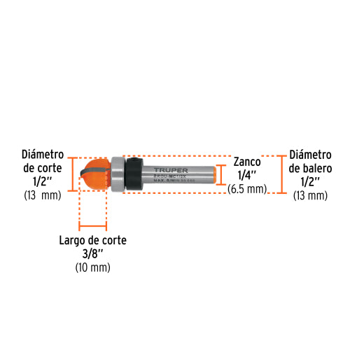 Broca Media Caña 1/2" con Balero - Precisión Superior