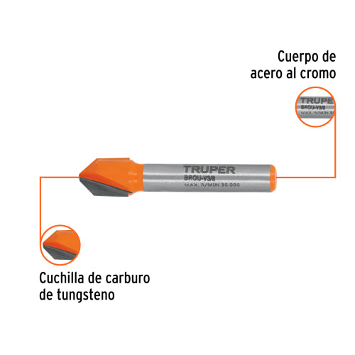 Broca Corte en 'V' Carburo Tungsteno 3/8" | Precisión Duradera