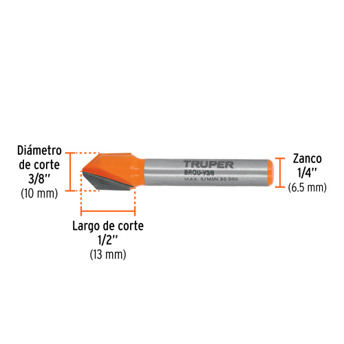 Broca Corte en 'V' Carburo Tungsteno 3/8" | Precisión Duradera