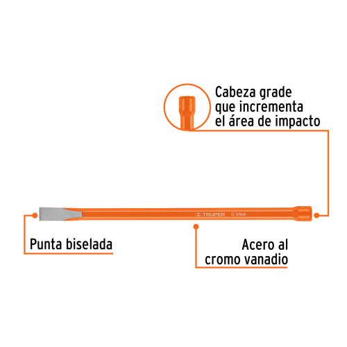 Cincel Largo de 8” con Acero Cromo Vanadio | Alta Durabilidad