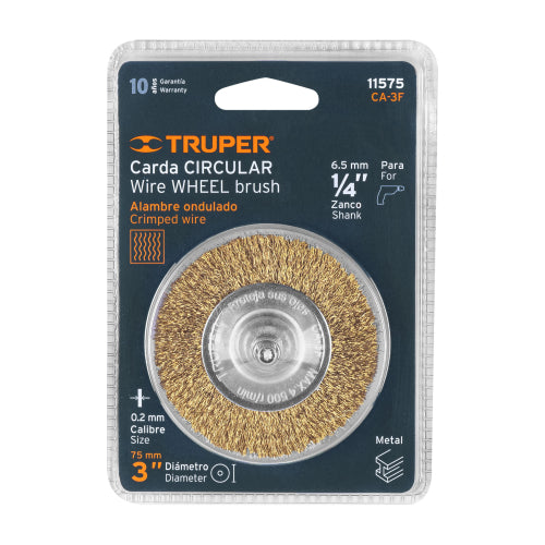 Carda circular 3" alambre fino para taladro, TRUPER