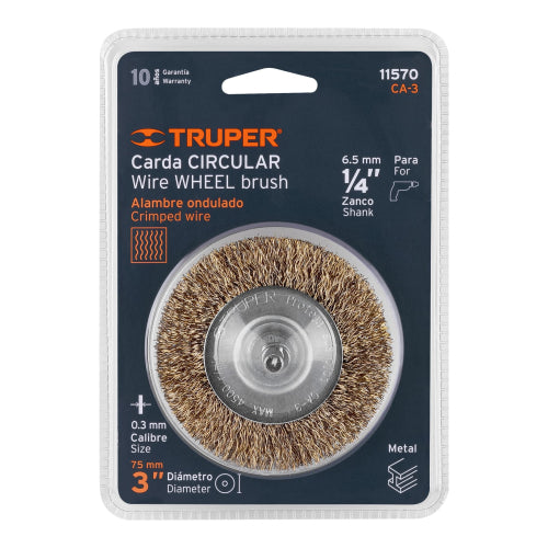 Carda circular 3" alambre grueso para taladro, TRUPER