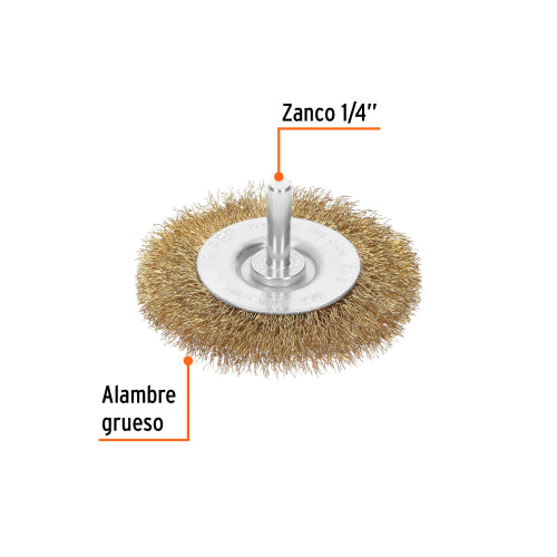 Carda circular 3" alambre grueso para taladro, TRUPER
