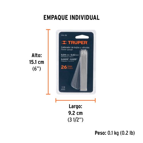 Calibrador de Bujías 26 Hojas - Precisión 0.0015” a 0.025”