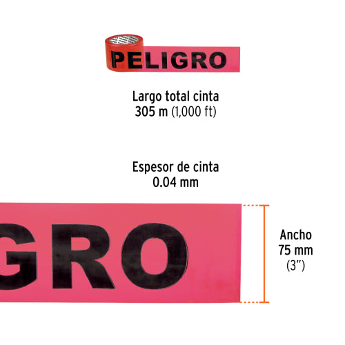 Cinta de Advertencia PELIGRO - 300m | Alta Resistencia