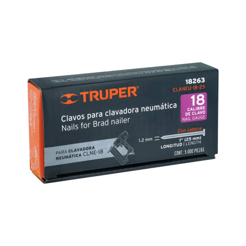 Clavos Calibre 18 de 1" - Caja de 5000 Unidades