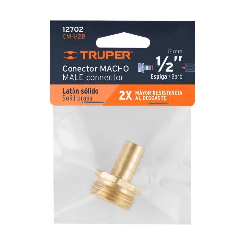 Conector Macho CM-1/2B en Latón Sólido - Calidad Premium