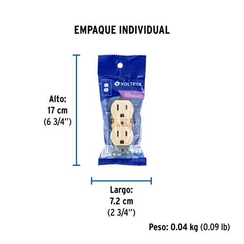 Contacto Duplex 2 Polos, 3 Hilos CODO-S | Ideal Interiores