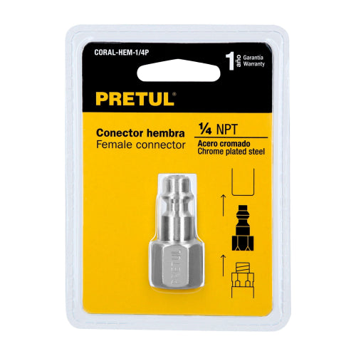 Conector Hembra Acero Cromado 1/4 NPT | Alta Durabilidad