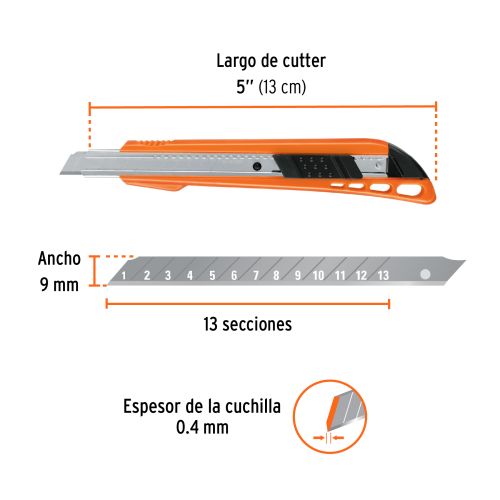 Cutter Plastico CUT-5 con Cambio Automático y Navaja SK4