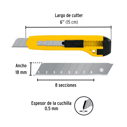 Cutter Plastico Pretul CUT-6PB - Corte Preciso y Seguro