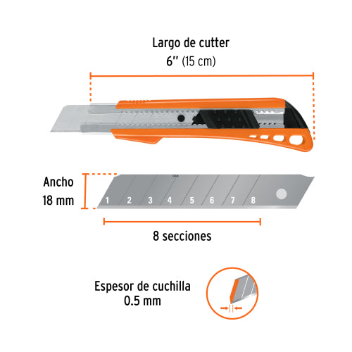 Cutter Profesional con Alma Metálica CUT-6 | Durabilidad y Precisión