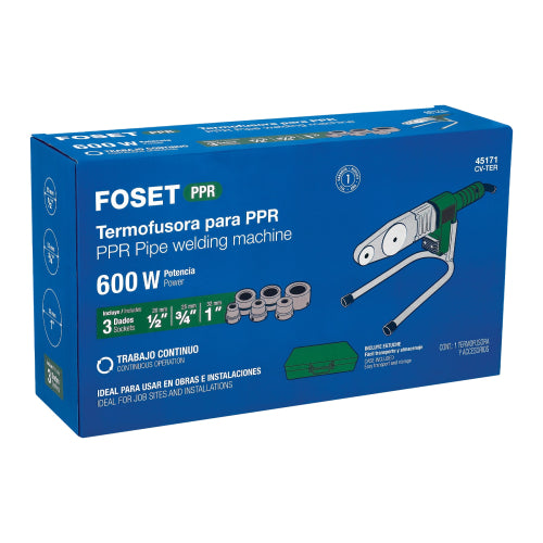 Termofusora 600W Profesional para Tubos PPR - 3 Dados Incluidos