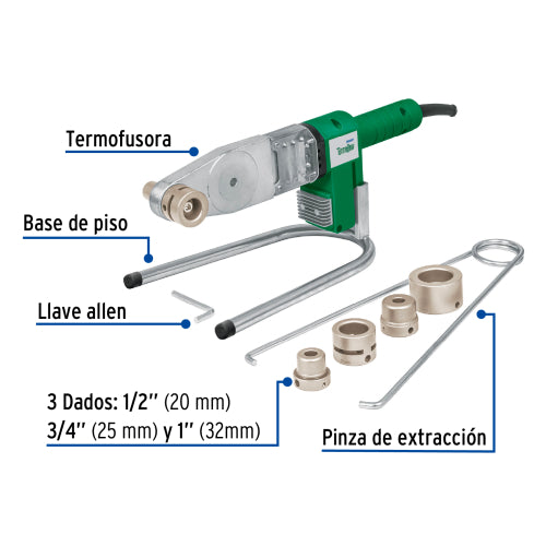 Termofusora 600W Profesional para Tubos PPR - 3 Dados Incluidos