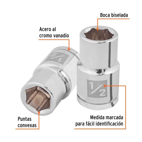 Dado de 6 Puntas 1/2" en Acero Cromo Vanadio – Resistencia