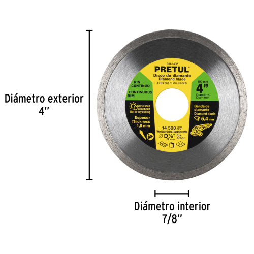 Disco Rin 4" Pretul D-802C-P para Cortes Precisos