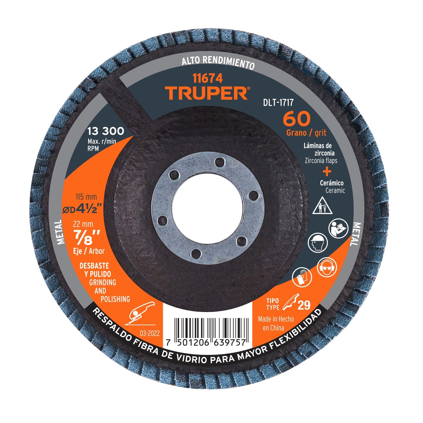Disco Laminado 4 1/2″ G-60 DLT-1717 para Rebabeo y Limpieza