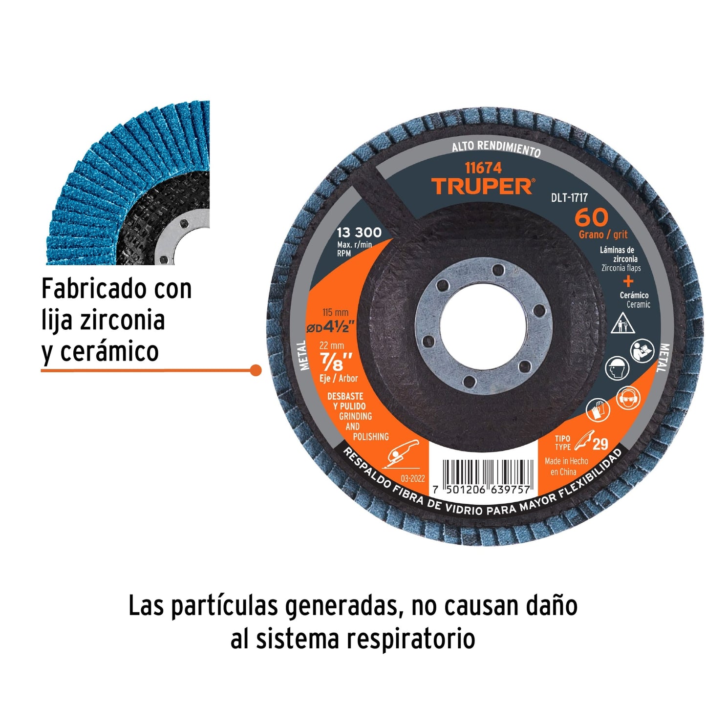 Disco Laminado 4 1/2″ G-60 DLT-1717 para Rebabeo y Limpieza